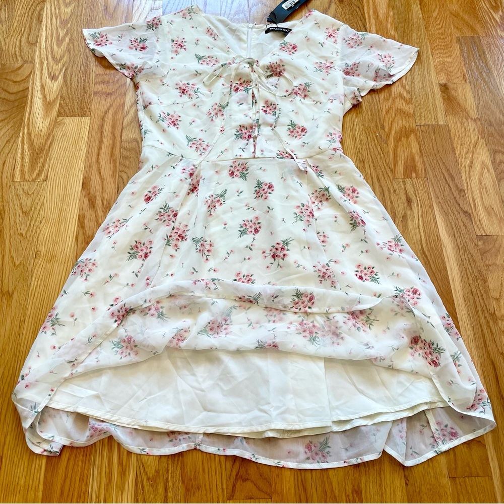 NWT | Allegra K | Floral Lace-up Chiffon Dress | XS - Picture 11 of 15
